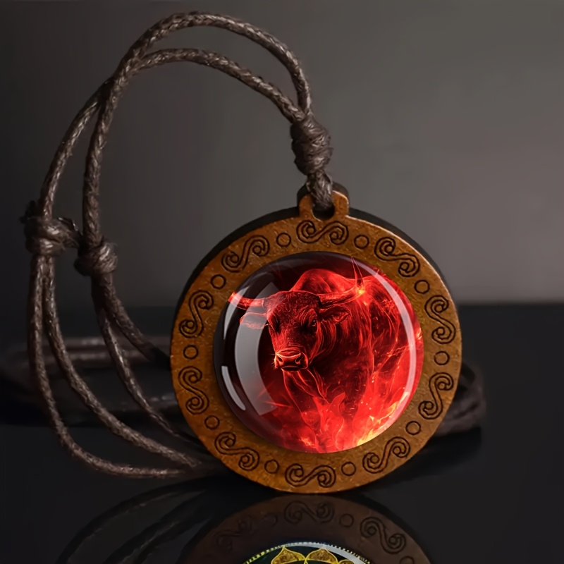 TEMU Collana in Legno con Fiamma Regolabile e Perline di Legno di - Pendente Unisex Funky per l'Uso & Regali, del Legno per e Donne - Casual o per