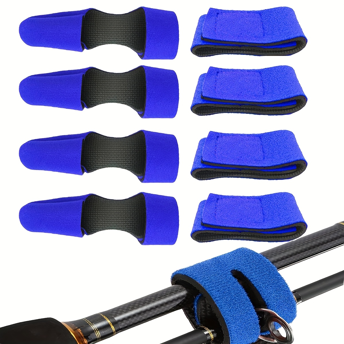 Image of 4 Sets Of 8 Fishing Rod Straps, Fishing Rod Ties, Fishing Pole Straps, Fishing Pole Belt Stretchy Rod Holder, Fishing Rod Wrap, Fishing Belt Fishing Rod Holder Strap, Elastic Fishing Tackle Ties