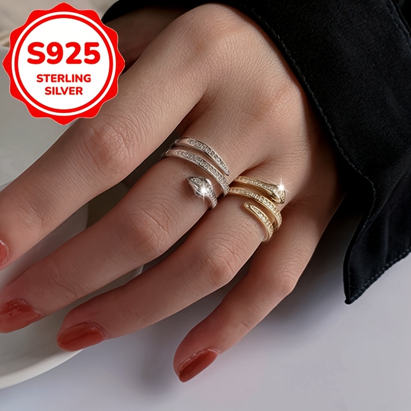 Women's S925 Pure Silver Twisted Snake Ring
