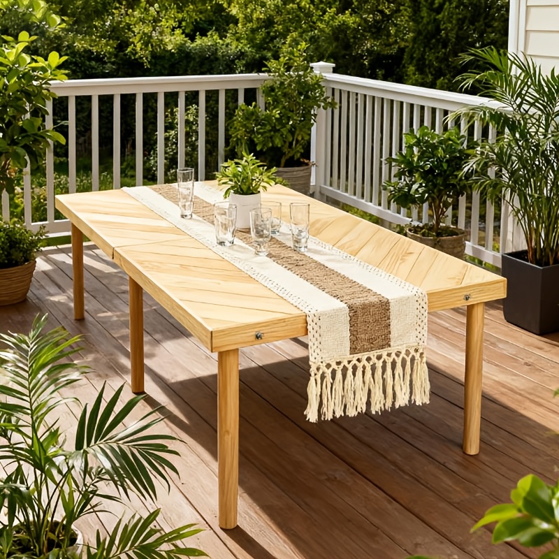 Portable Bohemian Style Low Picnic Table | Foldable Beach and Outdoor Table with Tablecloth, Pine Wood, Suitable for Beach, Camping, Outdoor Gatherings, Backyard Use, Size: 59.8*29.9*16.9 inches