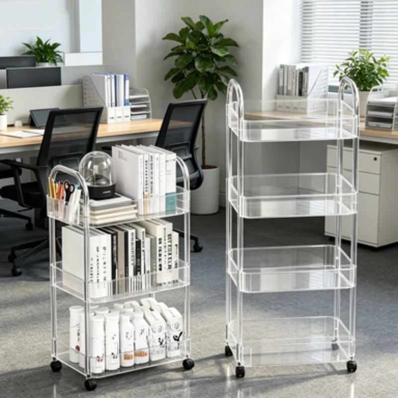 multifunctional movable storage cart acrylic transparent   casters universal for kitchen bathroom bedroom and office Product details 5