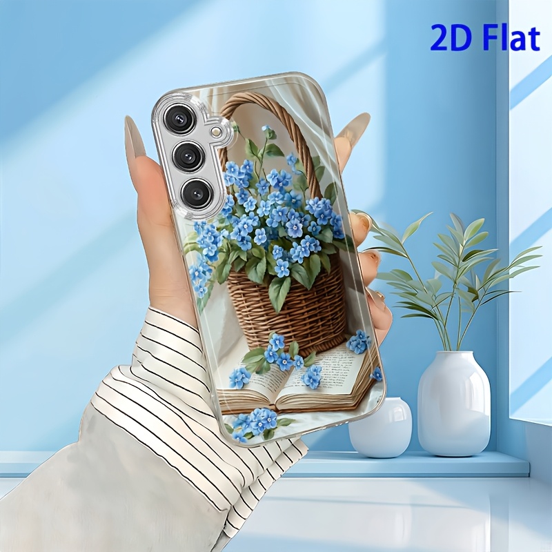 TEMU Phone Case - 2d Flat Pattern Blue Small Flowers Phone Case For Galaxy A02 A03s A04 A05s A06 A13 A14 A15 A16 5g A21s A22 A23 A24 A25 A26 A32 A34