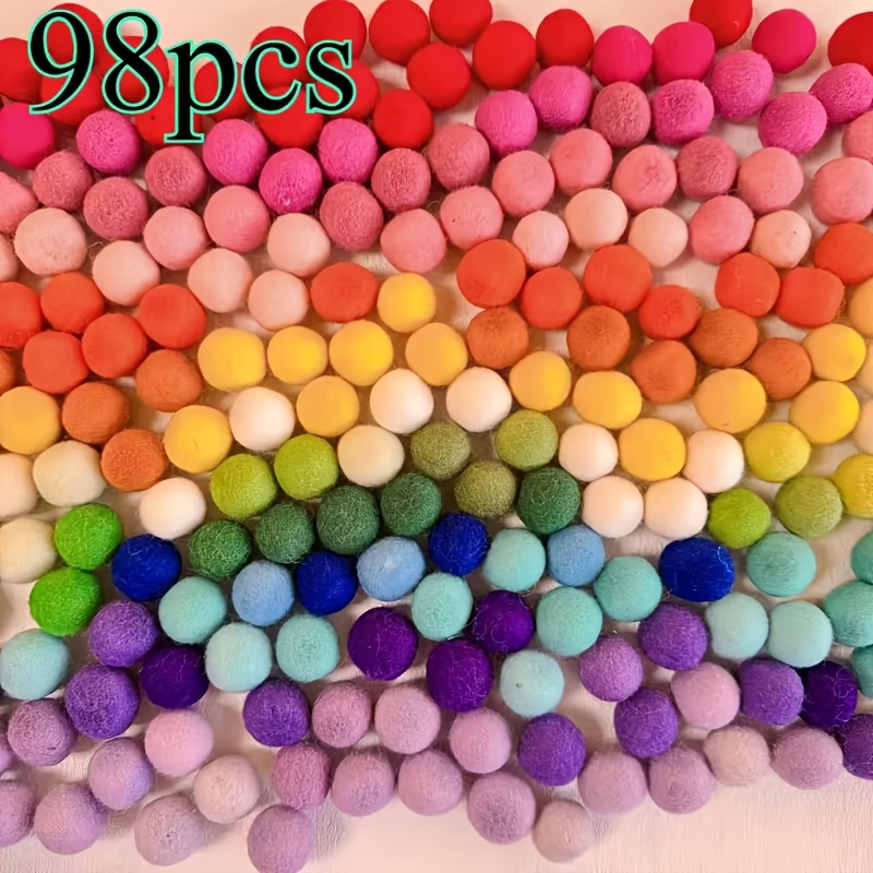 E-shop 98 handgefertigte Lamm- Filzbälle – weich langlebig – bunte DIY-Handwerksdekorationen geeignet für Hochzeiten, Weihnachten, Ostern,