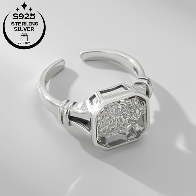 925 Silver Wide Band Women's Ring with Zirconia Inlay