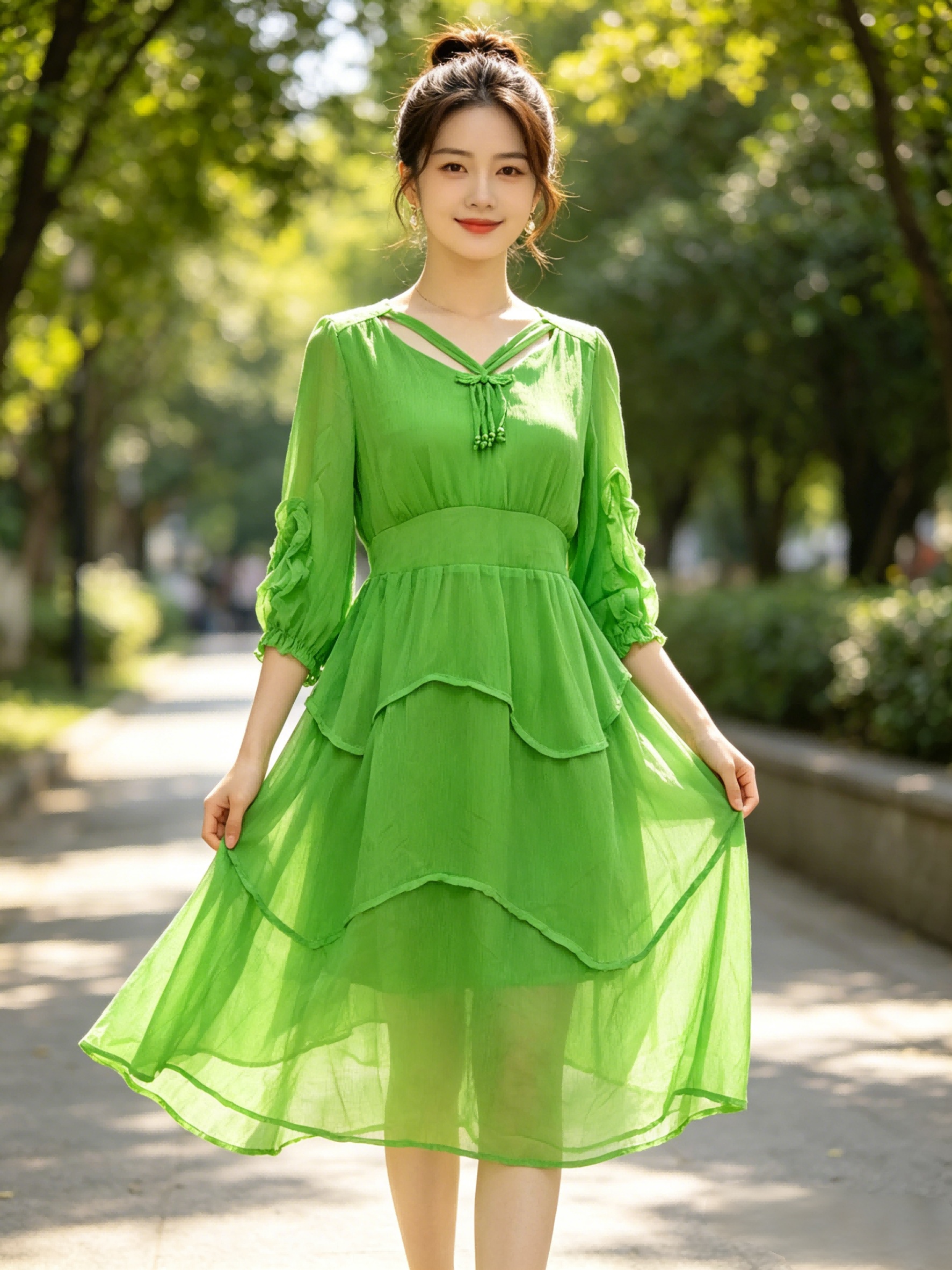 flowy tea party dress Flowy A-line Ivory Chiffon Pleated Bodice Summer Beach Wedding Dresses AWD2013