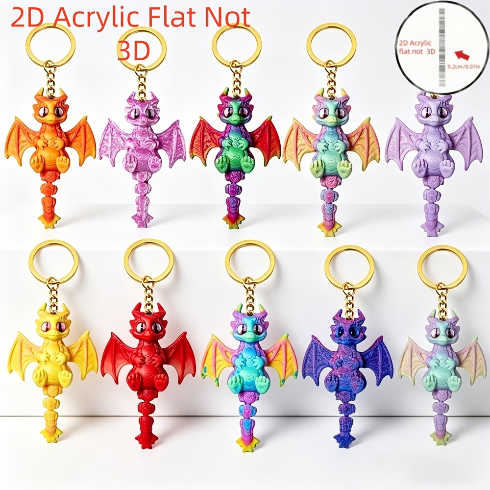 TEMU 2d Flat - 10pcs Colorful Keychain Set, Featuring An Two-dimensional Gradient Design. Suitable For Bags, Keys, And Car Rearview Mirrors; Can Be