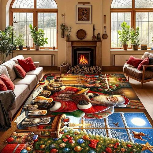 1pc thick 1 1cm sponge living room floor mat christmas fashionable pattern printed floor mat thickened non slip wear resistant suitable for room study bedroom porch courtyard balcony and other home decorations