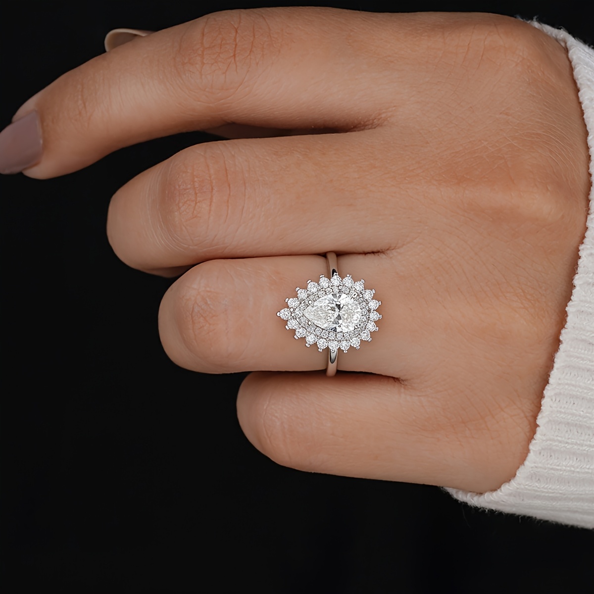 Women's Vintage Teardrop Ring, Elegant Wedding Jewelry Gift