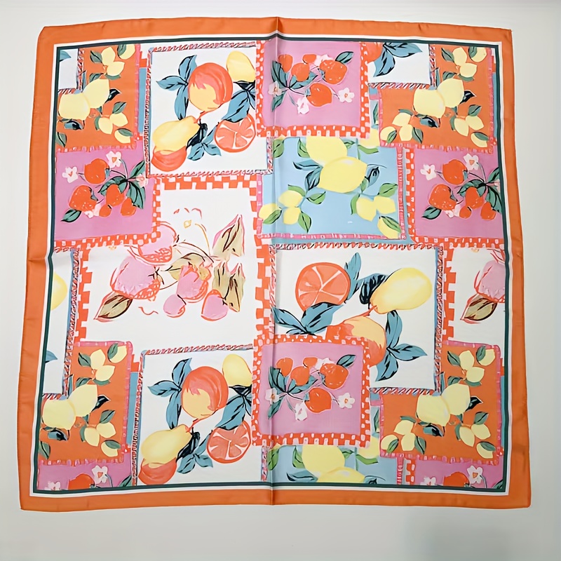 Women's Vibrant Fruit Pattern Square Scarf