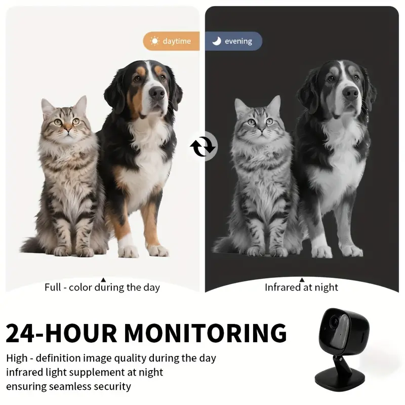 fhd1080p hd pet surveillance camera with 2 4g wifi night vision two way audio usb powered smart alarm for remote monitoring alerts pet surveillance system decor durable construction without battery Product details 5