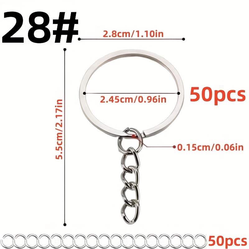 TEMU Kit de Suministros de Producción de 100 piezas/Set de 25, 28, 30 mm con 50 Cadenas Anillos de , Adiciones Suelas para Artesanía de Producción