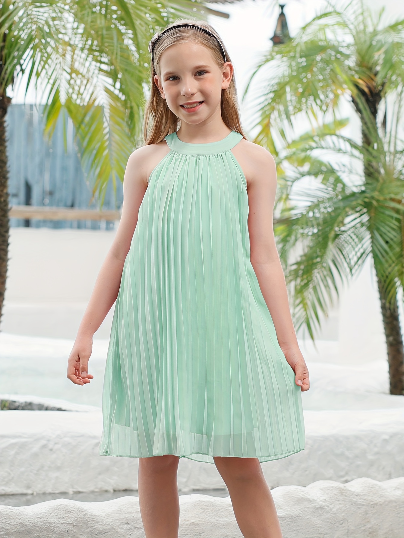 girls a line dress Girls Lightweight Soft Cotton Fleece A-Line Dress| Purple main image 0