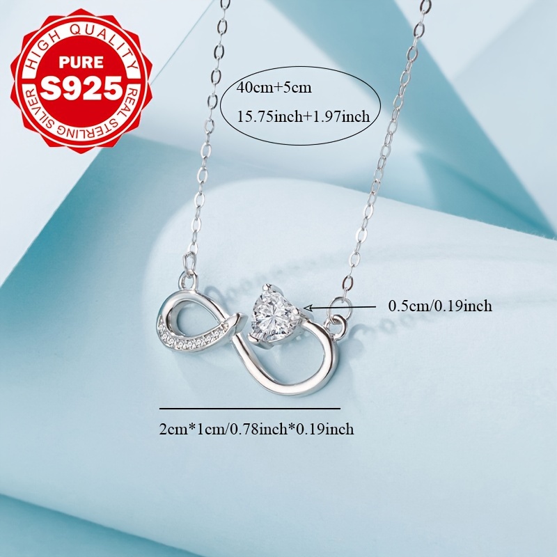 Infinity Figure-8 Necklace in S925 Silver, Gift for Her