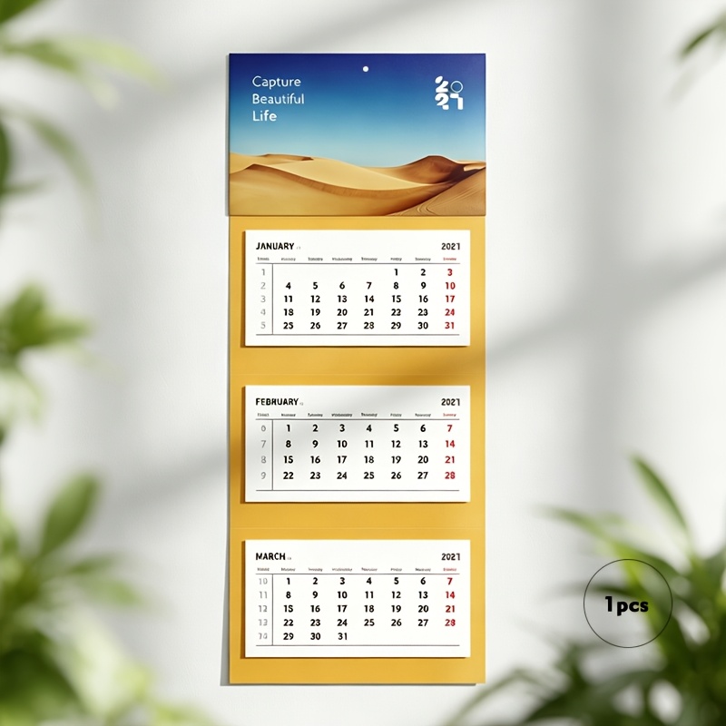 TEMU Calendrier mural pliable 2027 - Calendrier détachable avec paysage désertique, convient et , planificateur mensuel mural avec système de