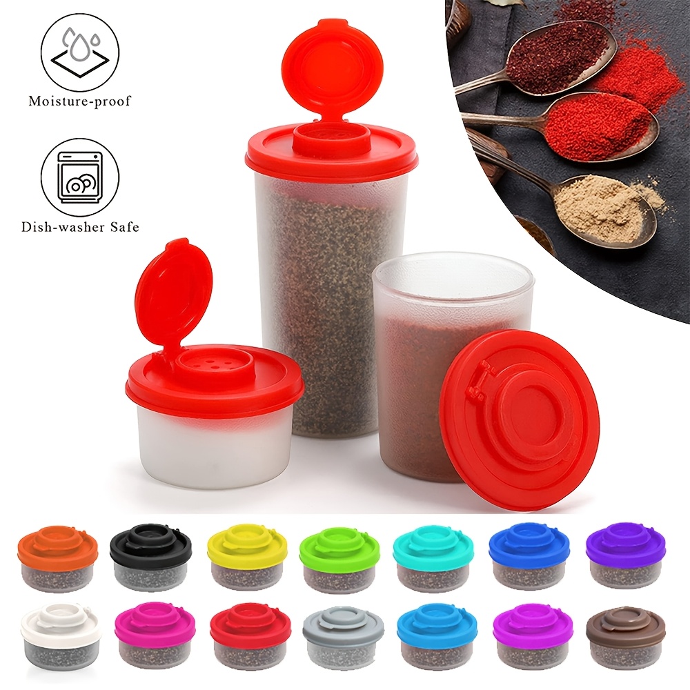 salt and pepper bottle moisture proof salt collection bottle for camping picnic outdoor kitchen lunch box travel spice collection clear and red lid plastic airtight spice jar dispenser bbq seasoning jar powder sprinkler