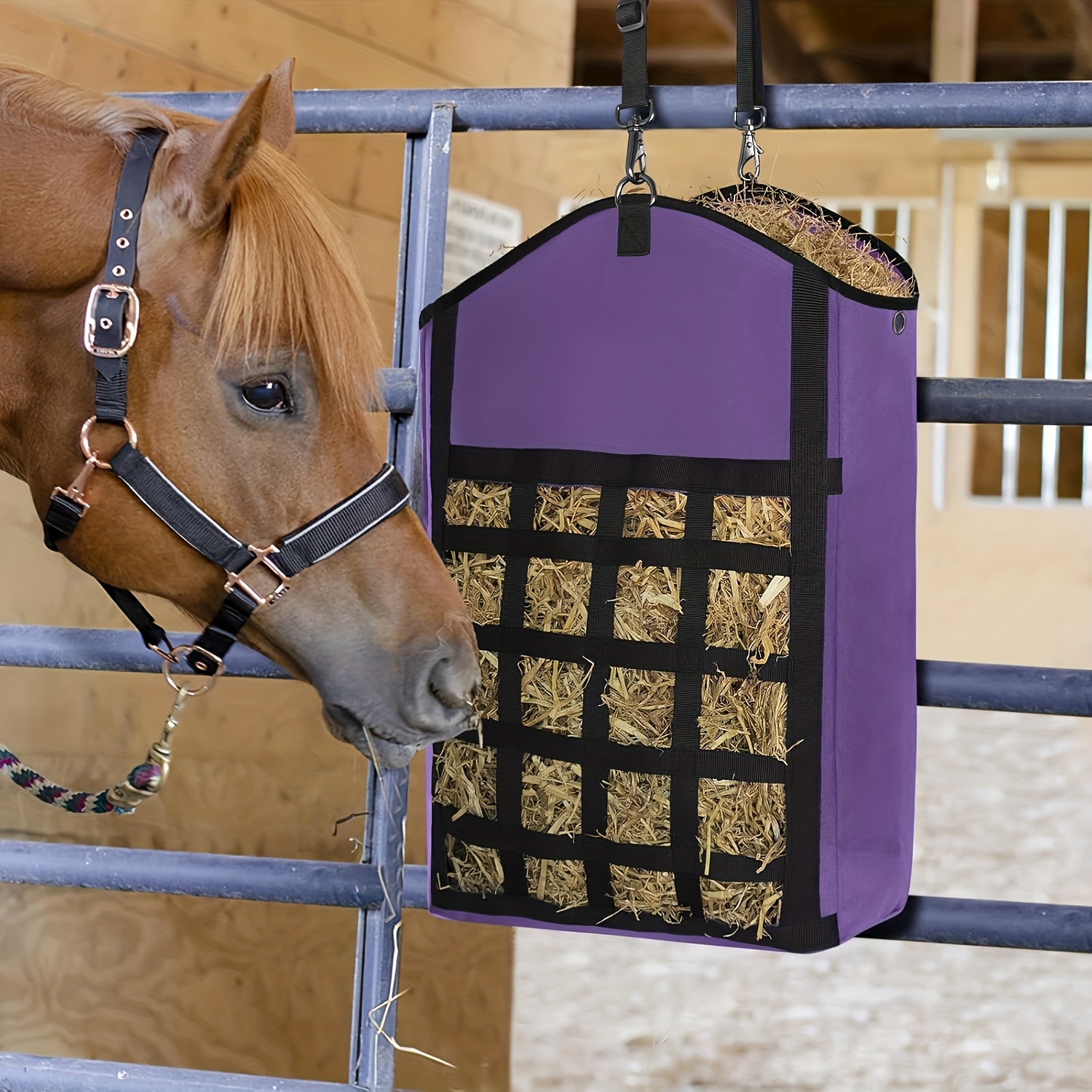 Hay Bag For Horses, Slow Feeding Hay Bag, Durable With Grids, Large Opening Easy To Hang, Hay Storage Hanging Bag, Suitable For Horses, Goats, Sheep
