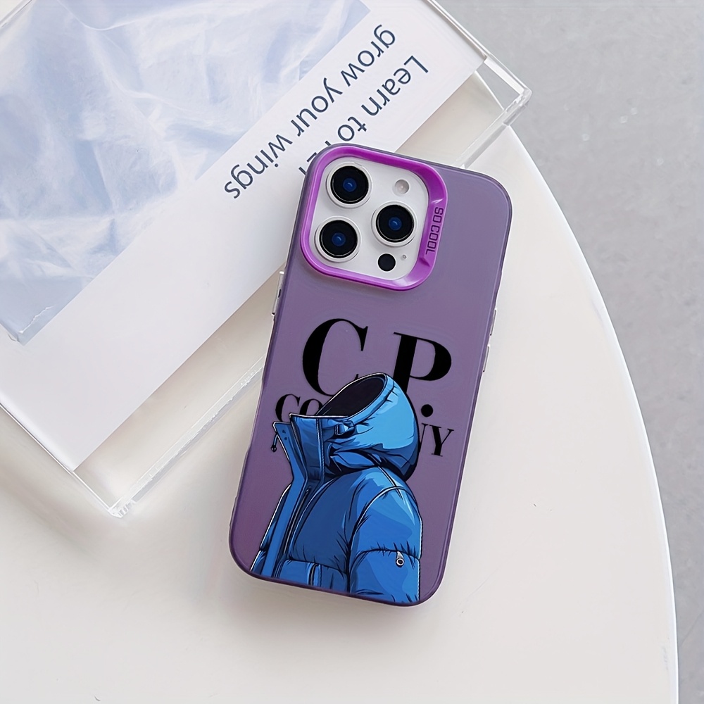 TEMU Coque de téléphone : Élégante coque de luxe bleue à lettres pour iPhone 16, 15, 14, 13, 12, 11 Pro Max, X, XR, XS Max, 8, 7 Plus, avec une coque