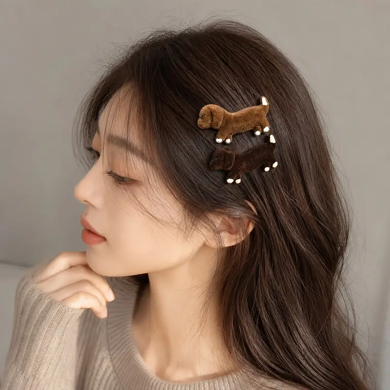 2 stk. herbst/winter plüsch welpen saum clips exquisite