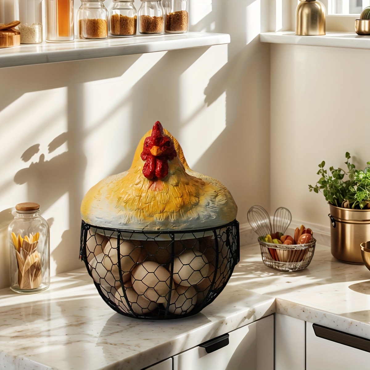 TEMU 1pc Classic Chicken Egg Storage Basket With Design, Storage Bins For , Baskets, Bins & Containers For