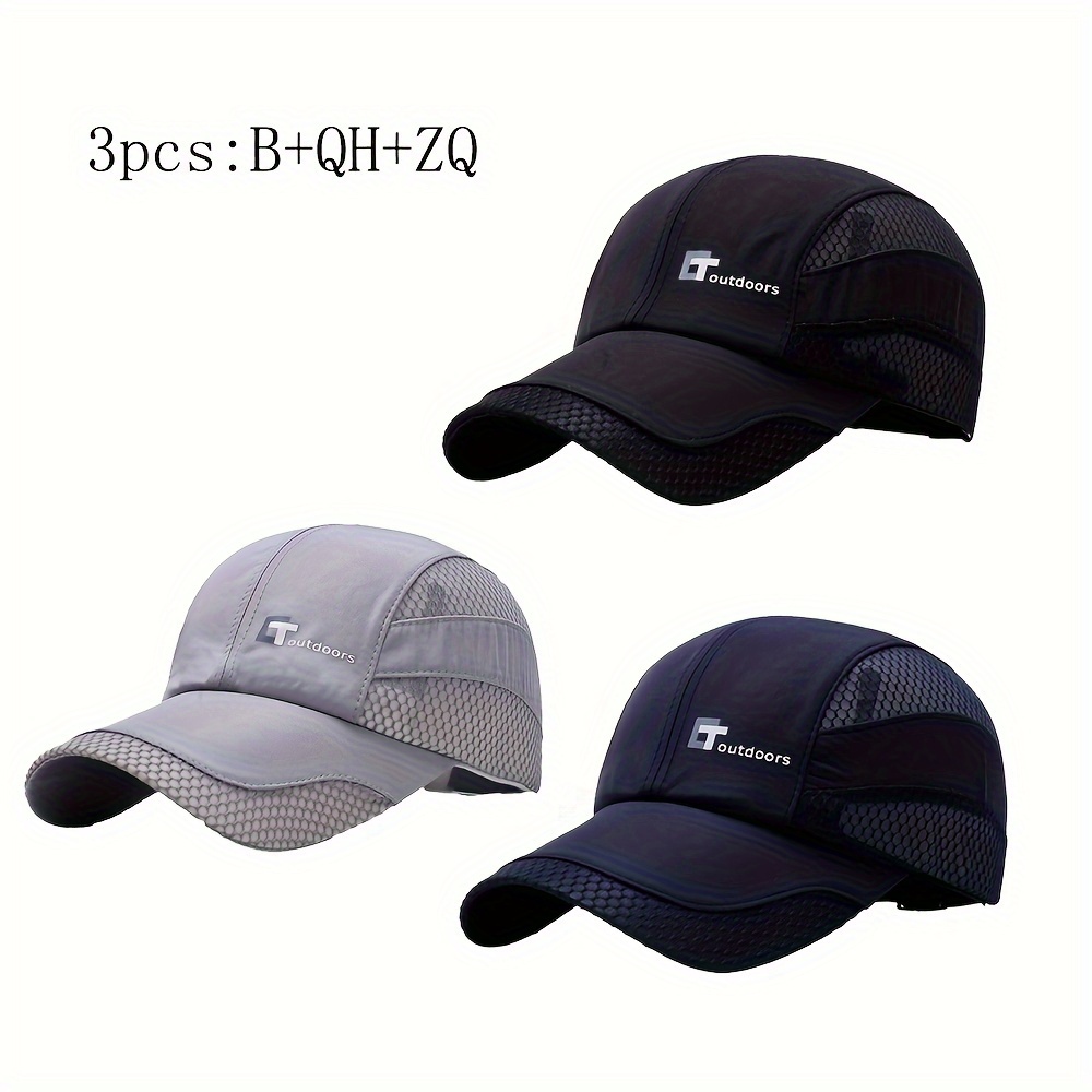 TEMU 3pcs Summer Unisex Portable Outdoor Breathable Quick Dry Baseball , Running Golf Tennis Fishing Hiking Camping Sailing Sports Baseball (upf50+)