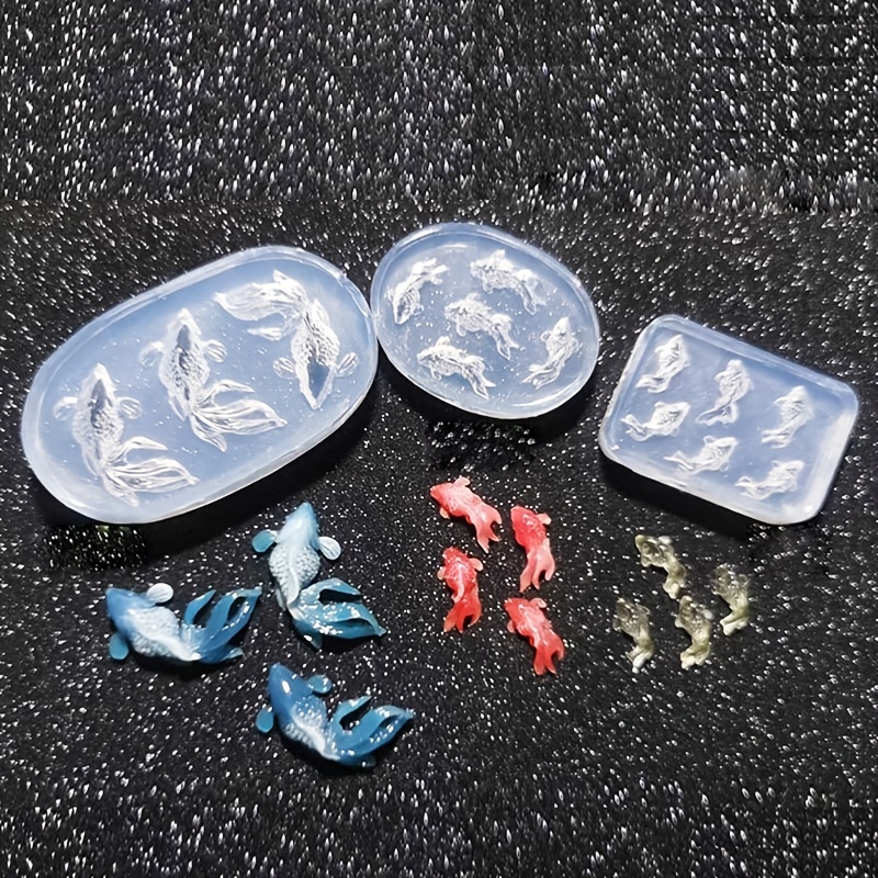 

3pcs Carp Ornament & Earring Silicone Mold Set For Resin Crafts