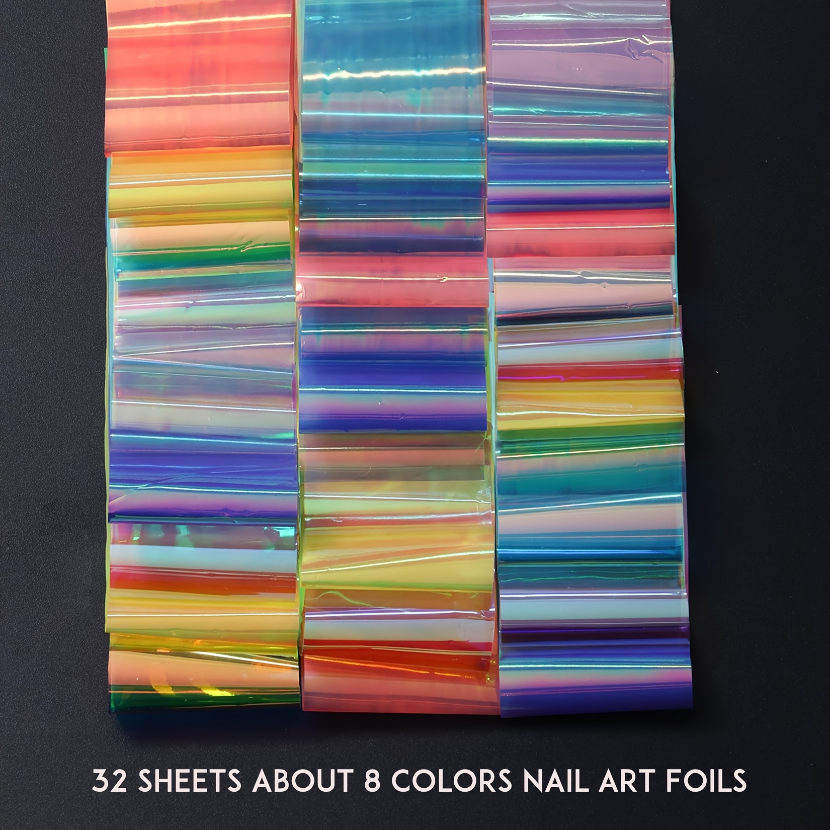 TEMU 32 Sheets Set Of Aurora Glass Paper Transfer Foil Holographic Starry Sky Transfer Paper Nail Art Design Sticker Kit - Colorful Nail Decoration