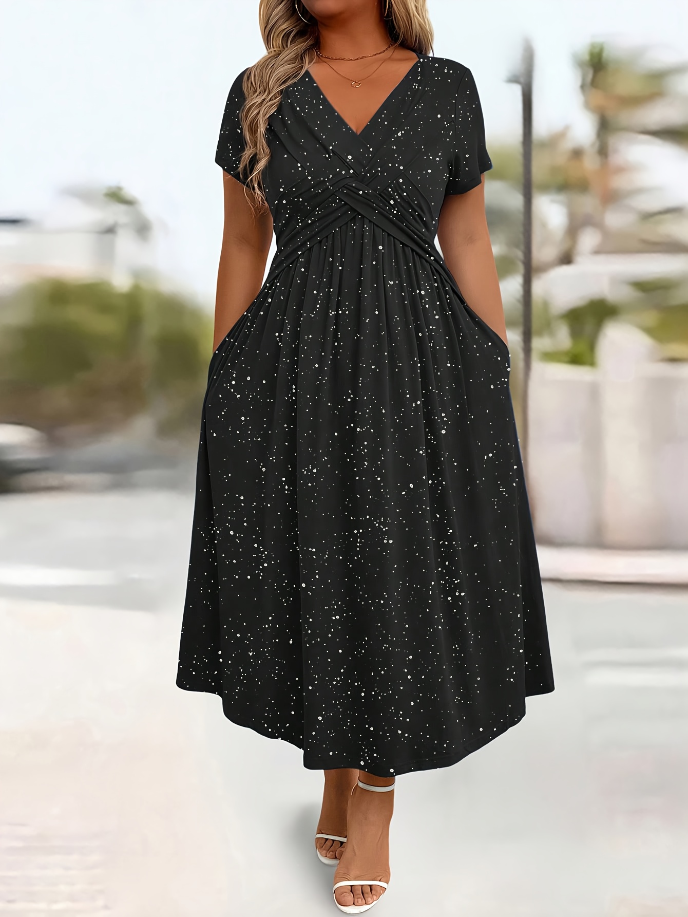 silver plus size dress sold on Temu Canada