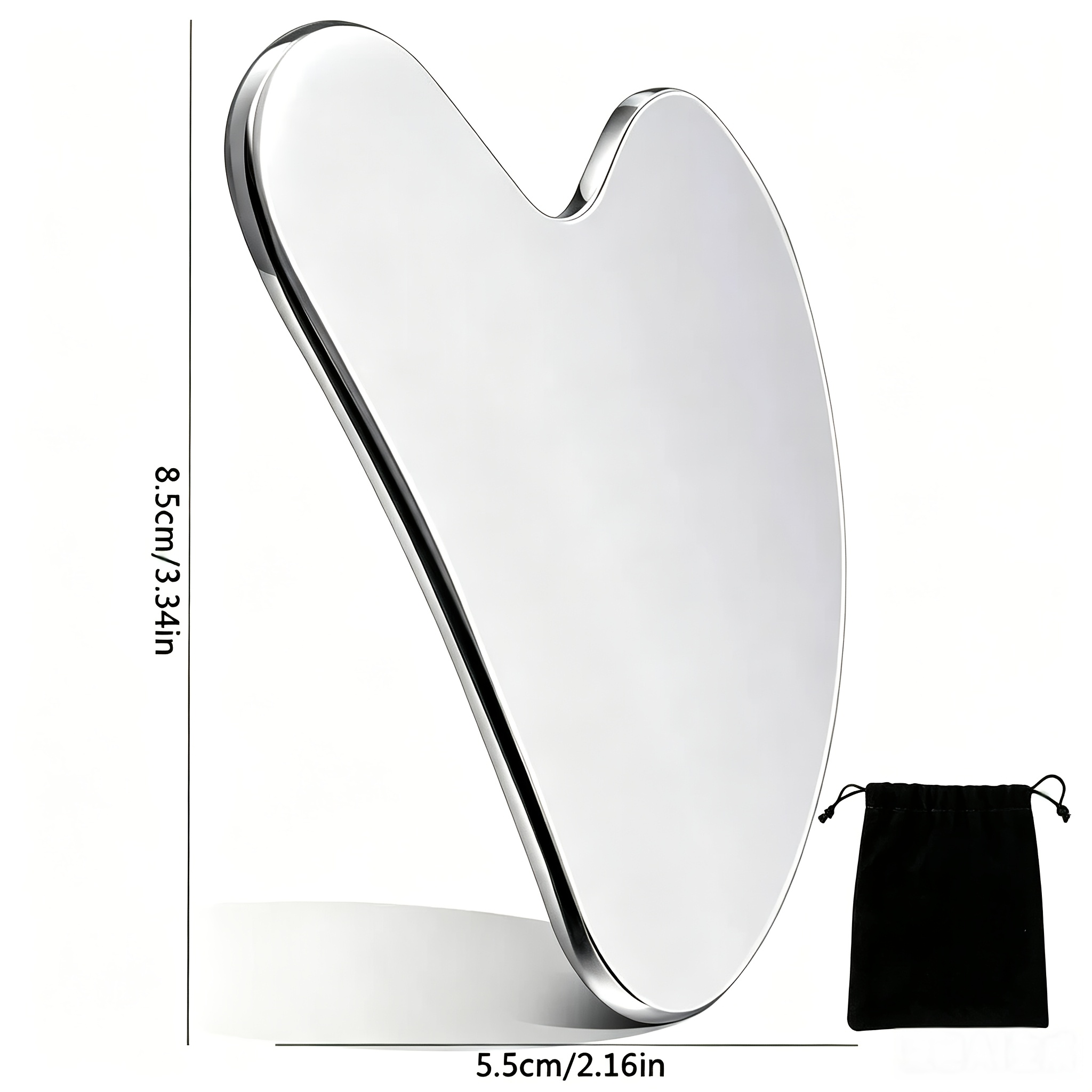 Image of Stainless Steel Facial Gua Sha Tool - Manual Gua Sha Massager With - Includes Portable Storage Pouch - Perfect Gift For Women