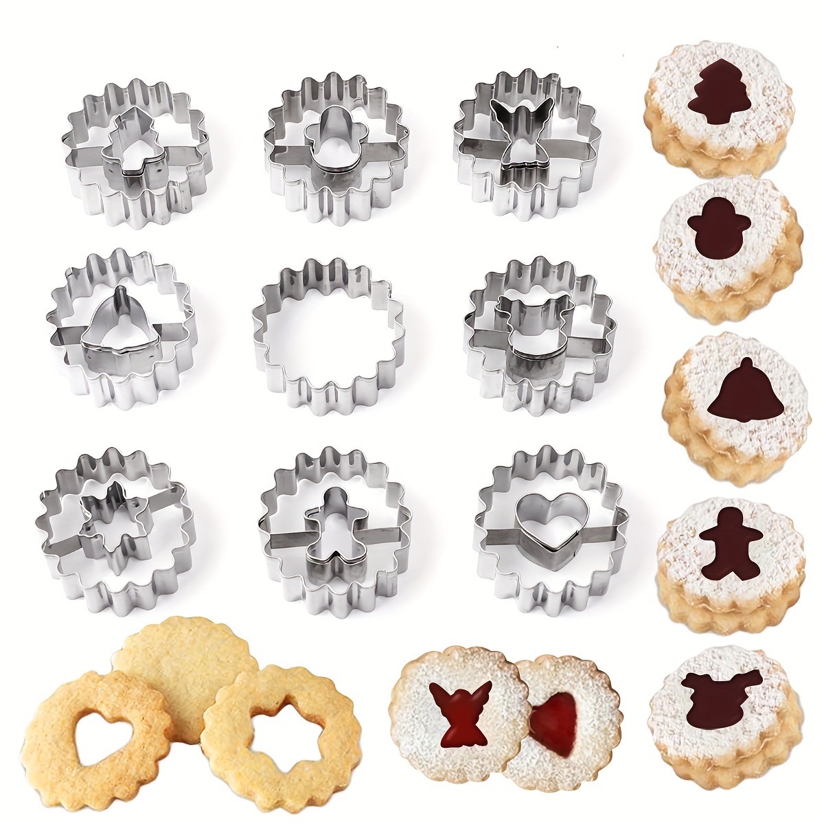 

9pcs Christmas Cookie Mold Set 430 Stainless Steel Cookie Sugar Cake Diy Mold Baking Mousse Ring Tools