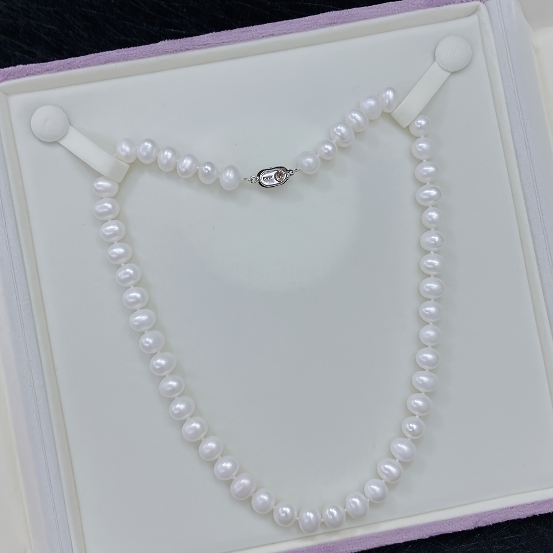 natural   necklace near round  s  s 6 7mm s925 silvery total weight 28 3g light luxury and high end elegant and versatile with exquisite jewelry box details 1