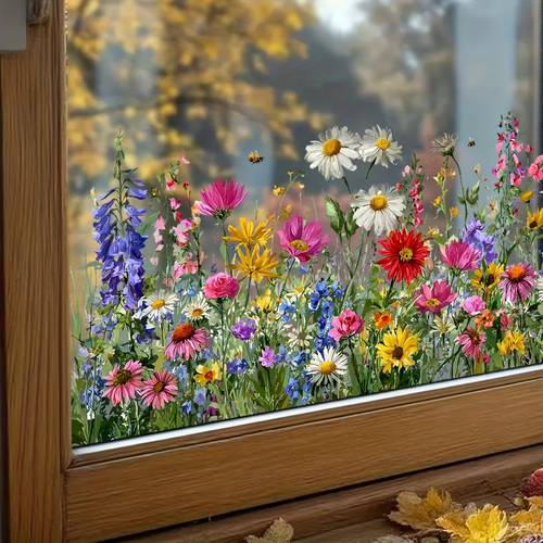 window wall decals suitable for removable stickers with irregular flower cutouts plastic film decorative for mirrors doors stick no residue for