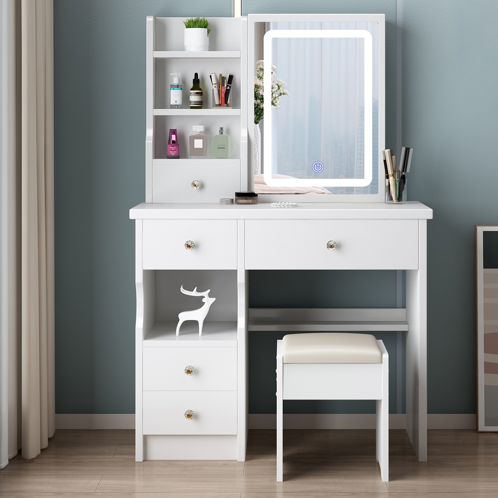 Vanity Desk Makeup Vanity Desk Sliding Mirror Lights Makeup