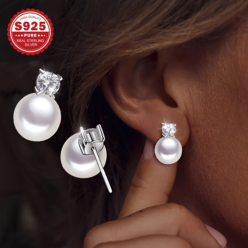 Women's 925 Silver Shell Bead Earrings, Vintage Style