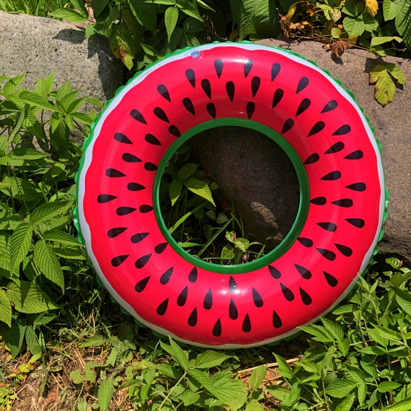 

1pc Watermelon Inflatable Swim Ring - Plastic Non-electric Thickened Swimming Float For Outdoor Beach Pool Party Accessories