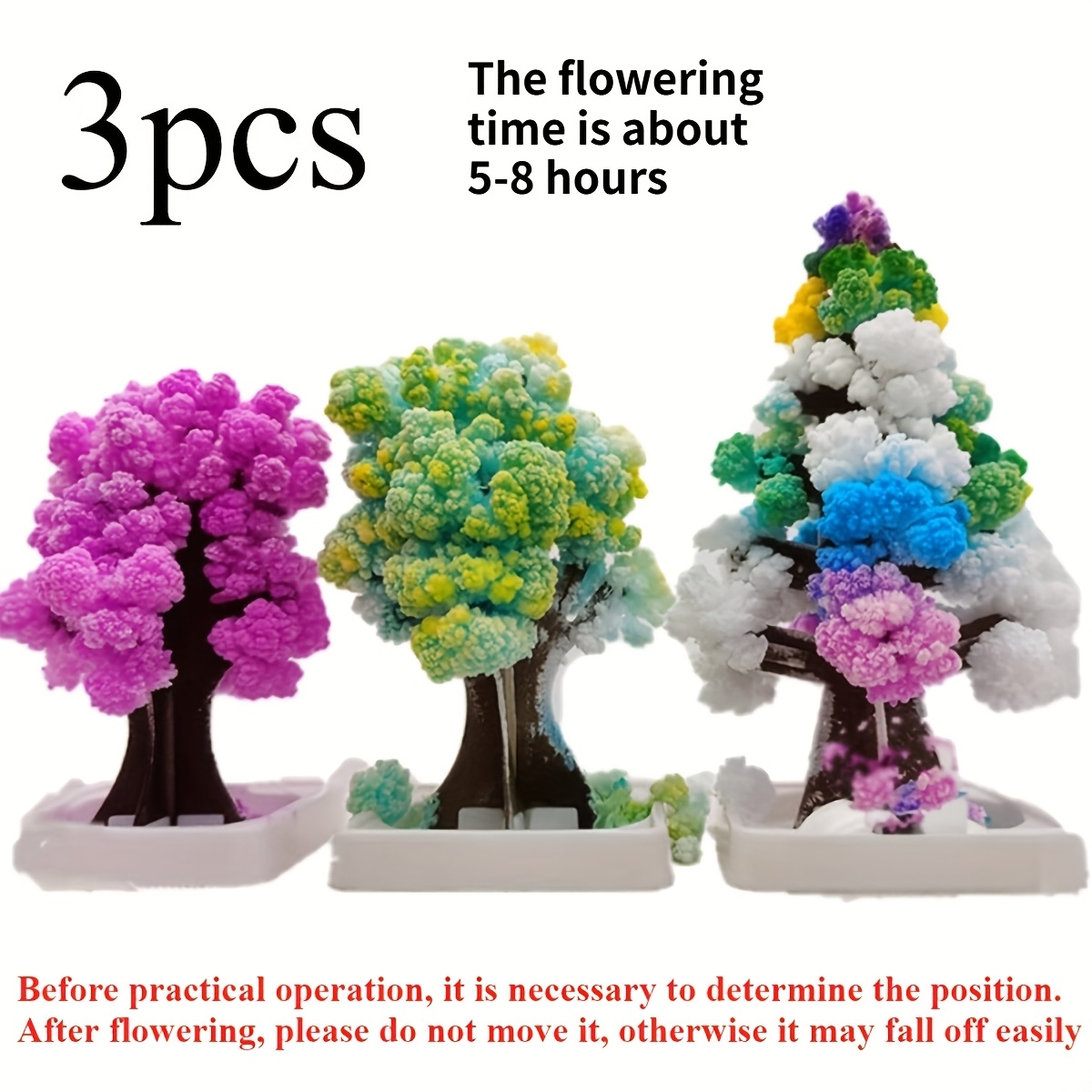 3pcs Mini Christmas Growing, Paper Tree Colorful Crystal Growing Kit/ornaments Decoration Novelty Xmas Science Learning Guide