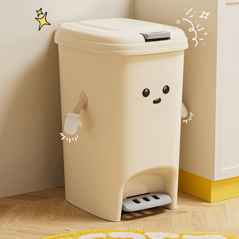 

Chic Large-capacity Trash Can With Dual - Rust-proof, Easy , Fun Home Decor In Cream White