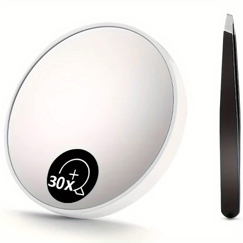 

Coastal Theme Compact Travel Mirror Set, 10x/20x/30x Magnification With Tweezers, Wall Mount Acrylic Mirrors With Suction Cups, 3.5" Polished Finish, -free, No Battery Needed - Ideal Gift