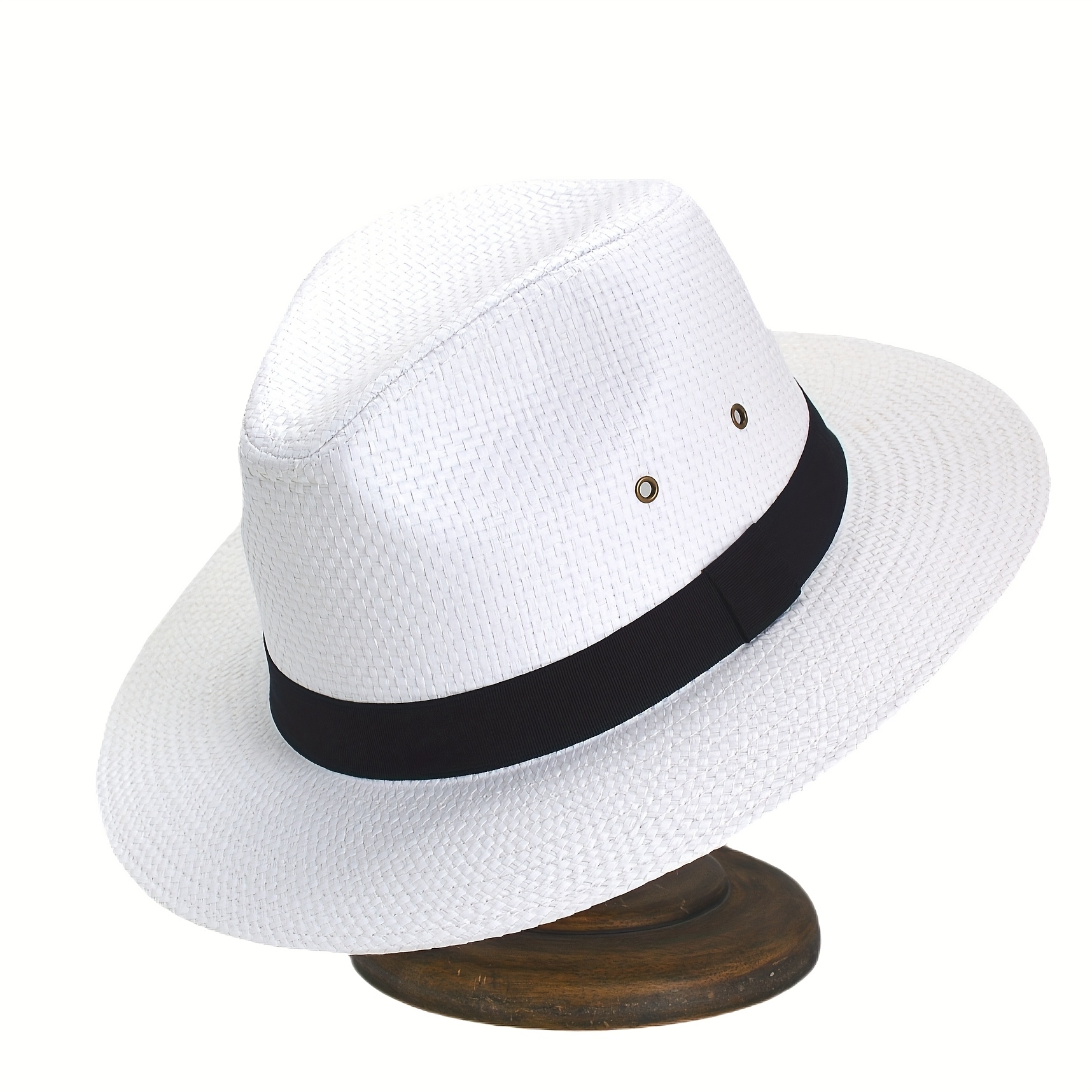 Handmade Leaf Print Panama Hat - Straw Wide Brim Unisex Outdoor Casual Hat For , Vacation, Beach, Festivals