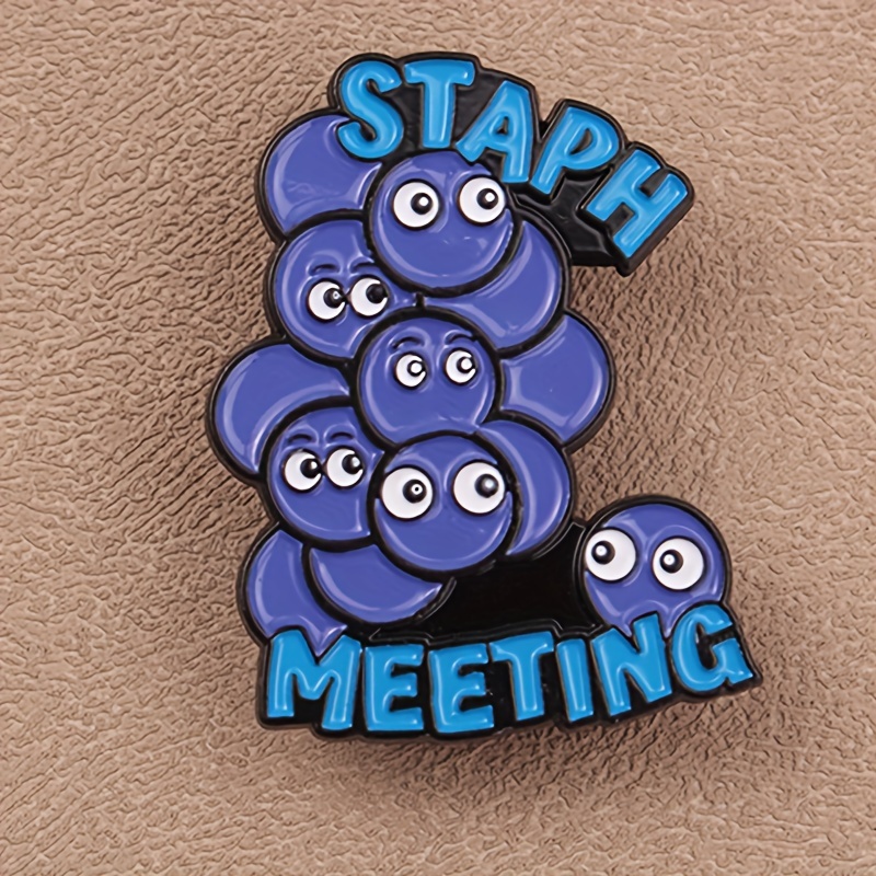 

Meeting Brooch Pin - Party Style Alloy Bacterial Humor Public Health Badge Accessory