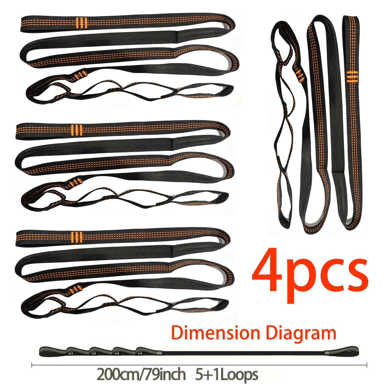 TEMU Hammock Straps, 4pcs Per Set, 2 Meters Long Each, With 5 Adjustable Hanging Points For Quick Hammock Setup. Suitable For Multiple , Can Replace