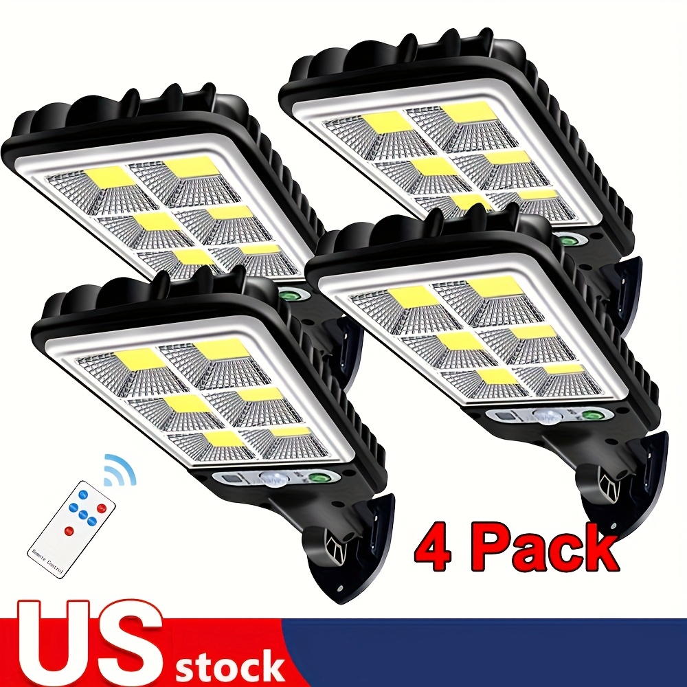 

4pcs Solar-powered Led Outdoor Wall Lights, 72cob, Motion Sensor, Bright Flood Street Lamps With Remote Control, 3 Lighting , , Us Stock, Solar Outdoor Lights