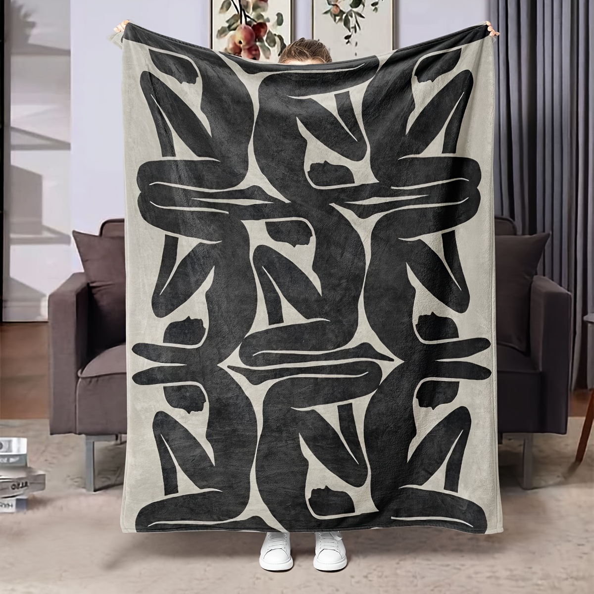 Amélie Home Boho Throw Blanket, Bohemian Colorful Striped Blanket with