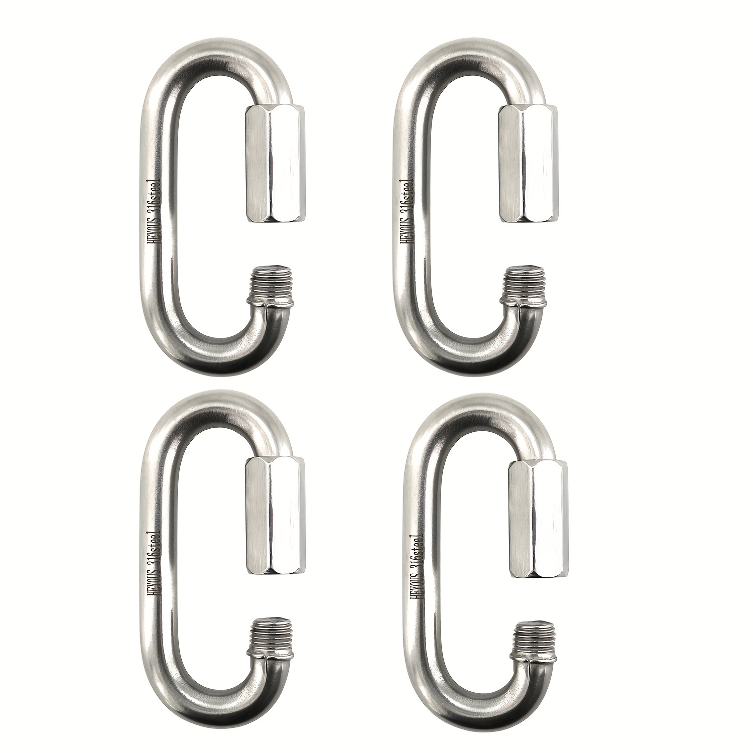

4pcs M8 Chain Connector 5/16 Inch Stainless Steel 316 Quick Links, D Shape Locking Quick Connector - 1520lb Capacity