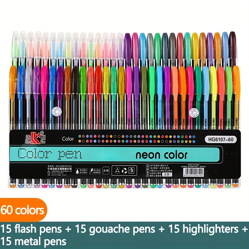 TEMU Penne gel glitter colori, penne per evidenziare colorate, penne a per contabile, penne luminose per appunti, penne colorate, penne fluorescenti,
