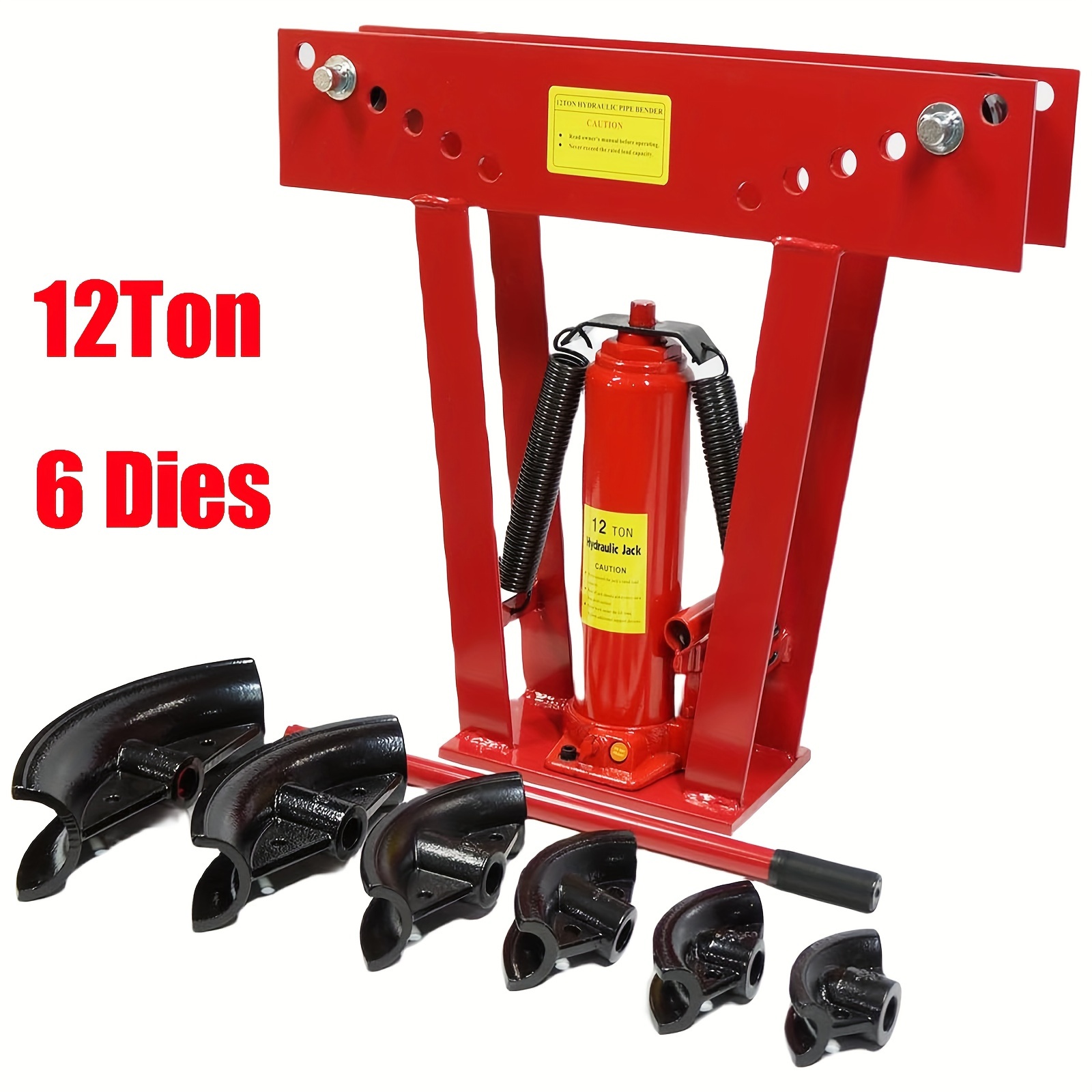 

12 Ton Hydraulic Pipe Bender, Pipe Bender Hand Pump Tube Tubing Manual Exhaust Tube Bender Tool With 6 Dies (1/2", 3/4", 1", 1-1/4", 1-1/2", 2")