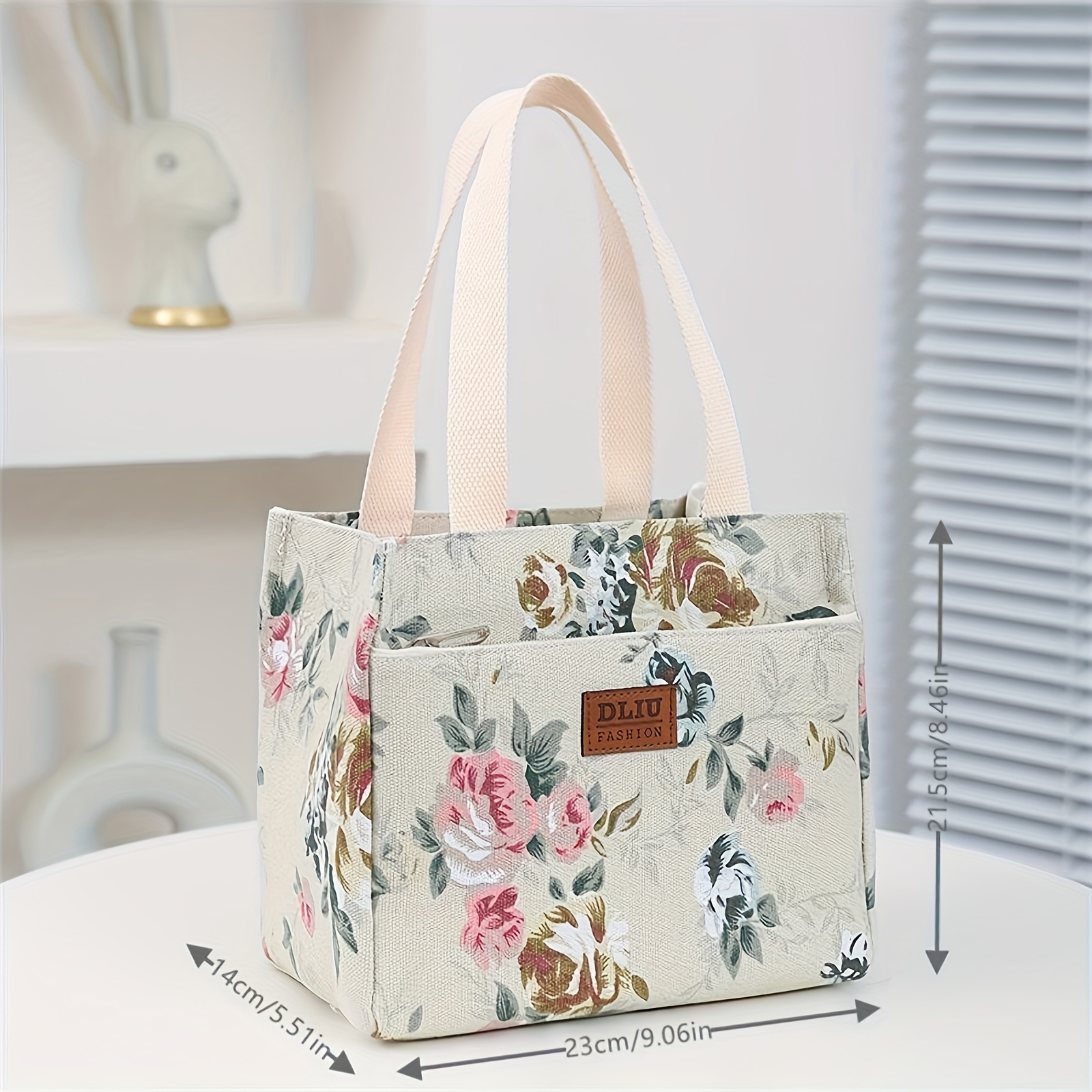 1pc floral polyester insulated lunch bag with aluminum foil rectangle hand washable thermal tote for outdoor picnic travel work school multifunctional portable lunch box carrier lunch bag insulated details 9