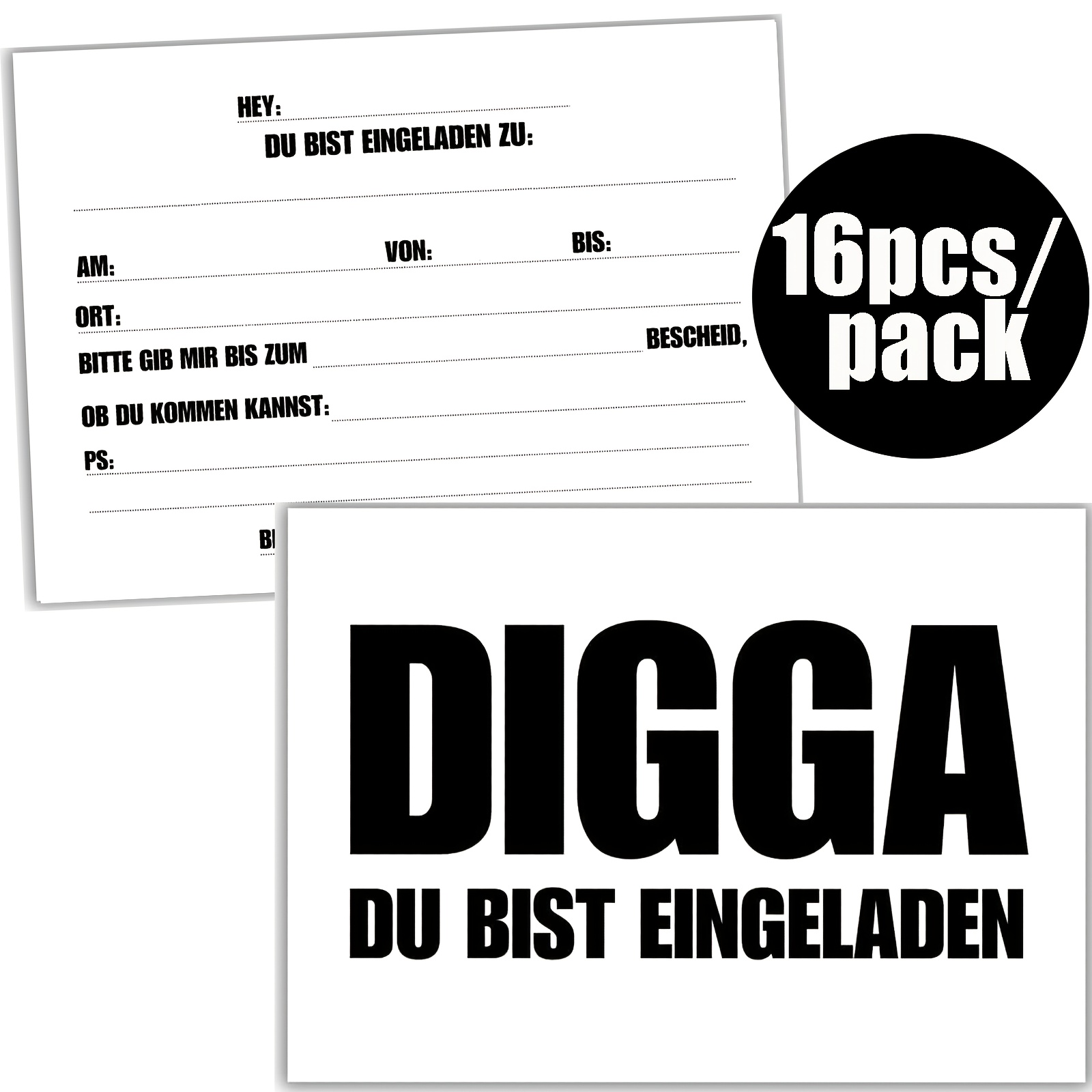 16pcs/pack Teen Birthday Party Casual Invitation Card - Bro, !