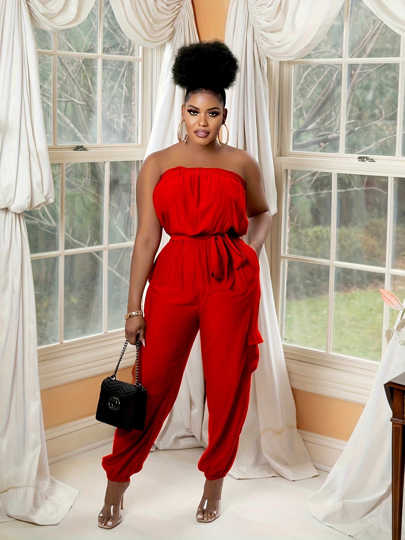 Red Outfits for Women womens elegant shoulder one shoulder jumpsuit formal casual - Temu
