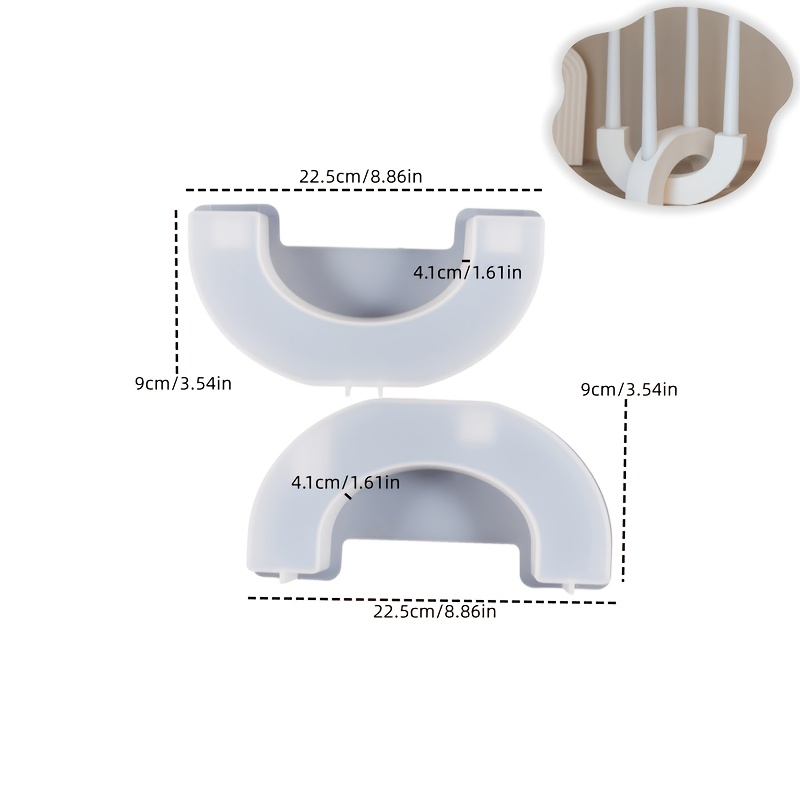 TEMU Resin Casting Molds 2pcs/set Arched And U-shaped Double-hole Candle Holder Epoxy Mold Nordic Style Geometric Candlestick Mould Handmade Gypsum