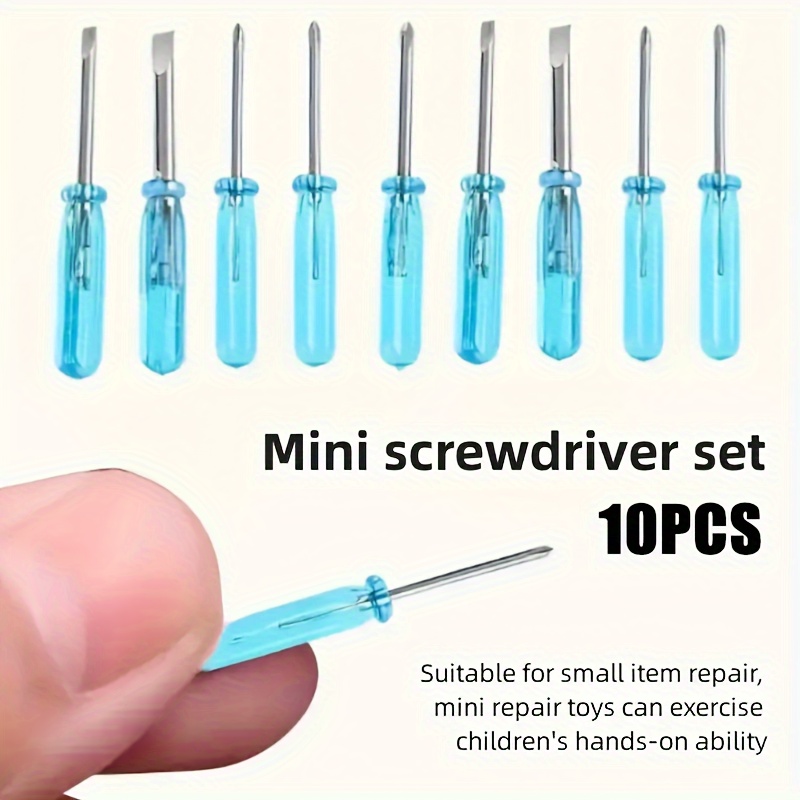 

4pcs/10pcs Blue Mini Screwdriver Setting, 2mm Phillips Word Repair Tool, For Exercising Hands-on Ability Small Repair Tool, Screw Tool Car Supplies Accessories